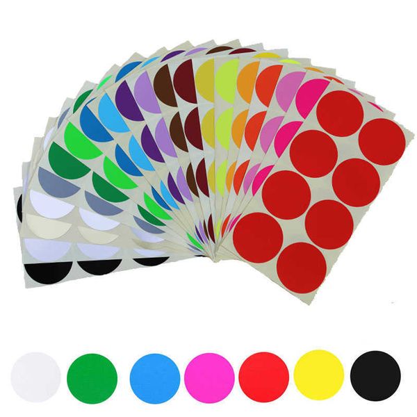 8 pçs/folha de 50 mm adesivos redondos em 10 cores sortidas adesivos coloridos pontos de codificação círculo ponto etiquetas diâmetro MRYU