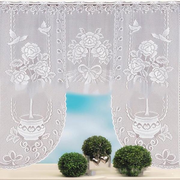 Perde Avrupa beyaz dantel şeffaf perdeler kahve bölücüler yatak odası roman panjurları mutfak valance pencere tül