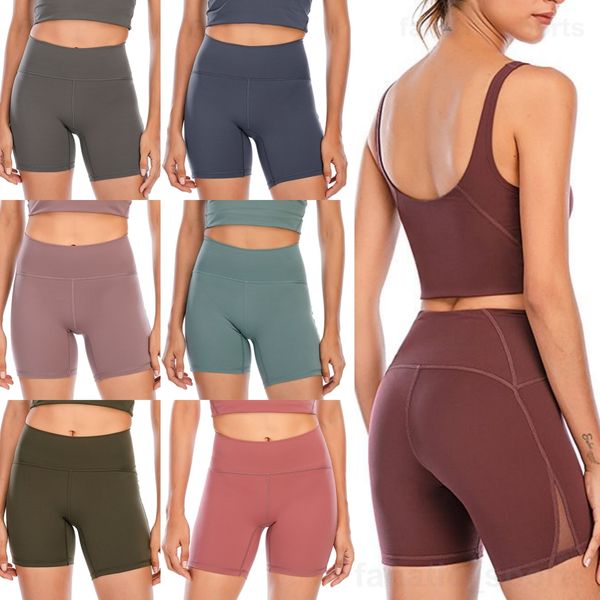 Lu Align Lu Yoga Lady Fitness-Hose, einfarbig, nackte 3-Hose, enge Shorts, drei Leggings, umgedrehtes Gesäß, Fitnessstudio-Jogginghose, elastische Laufhose