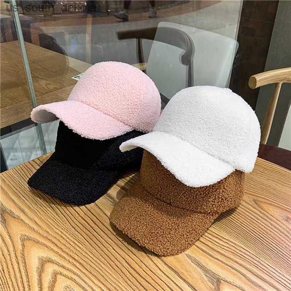 Bonés de inverno para mulheres homens boné de beisebol de lã engrossar quente cor pura chapéu casquette homens mulheres chapéus atacado L230523