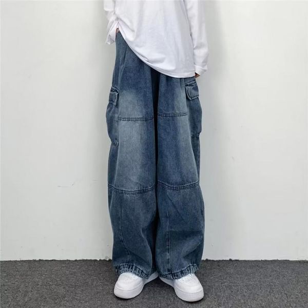 Jeans da uomo Donna Vintage Y2K Streetwear Baggy Cargo Pantaloni a gamba larga dritti a vita alta Pantaloni in denim Fata Grunge Alt Abbigliamento 230607