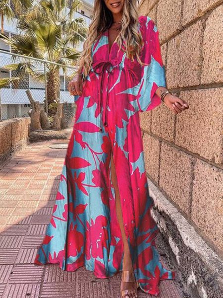 Основные повседневные платья Boho Print Maxi платье для женских бикини для бикини летние богемные пляжные салата