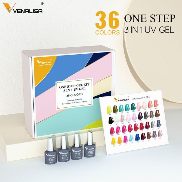 Kits 36 Farben/Los Venalisa Ein Stiefgelnagellack 3 in 1 Gelnagellack aus dem UV -LED Full Color Nagel Gel Lack -Kit einweichen