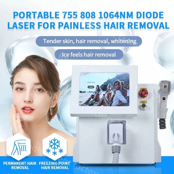 2024 máquina permanente do rejuvenescimento da pele da remoção permanente do cabelo do laser do diodo mais vendido indolor três comprimentos de onda 808nm 755nm 1064nm