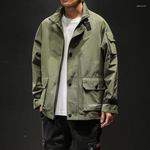 Jaqueta Masculina Moda Preta Folgada Jaqueta Bomber Casual Para Homens Verde Exército Outono Militar Estilo Japão Casaco 5XL Algodão Masculino Streetwear