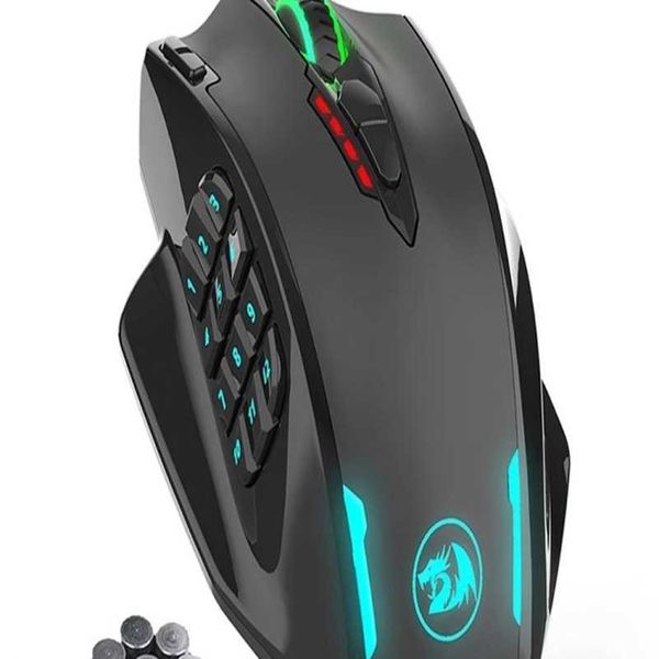 Impact Redragon 2024 Ratos M908 USB Wired RGB Gaming Mouse 12400 DPI 17 Botões Jogo Programável Ratos Ópticos Backlight Laptop PC Compuwchn