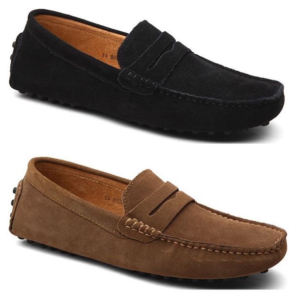 Sapatos versáteis de couro genuíno Bean cáqui branco marrom para o verão masculino Novos sapatos de couro casuais coreanos, sapatos respiráveis e preguiçosos, passo na moda