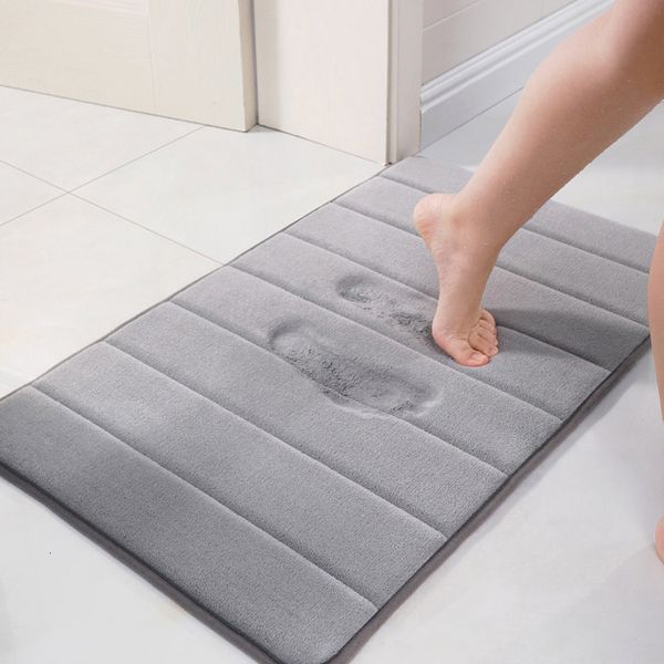 Banyo paspaslar 40x60cm Banyo Mat Duş Mat Bellek Köpük Süper Emici Mercan Polar Banyo Halı Tuvalet Zemin Mat Slip Slip Ev Dekor 230607