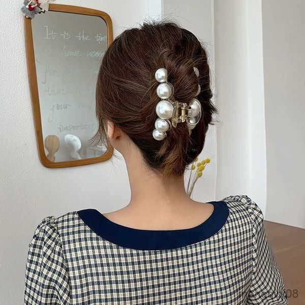 Other Hair Cls Elegant Pearl Grab Clip Acrilico Big Size Barrettes Fashion Horsetail clip per accessori donna R230608