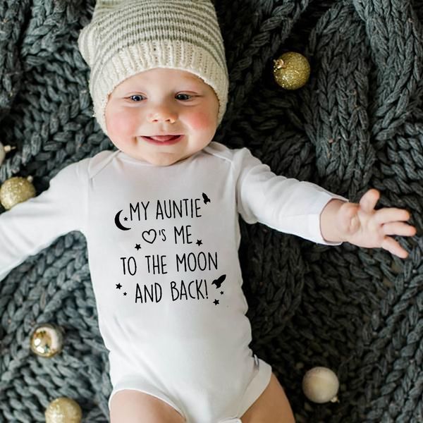 Rompers born Baby Winter Jumpsuit My Auntie Loves Me to the Moon and Back Jungen und Mädchen Kleinkind Baby Langarmstrumpfhosen Ropea Kleidung