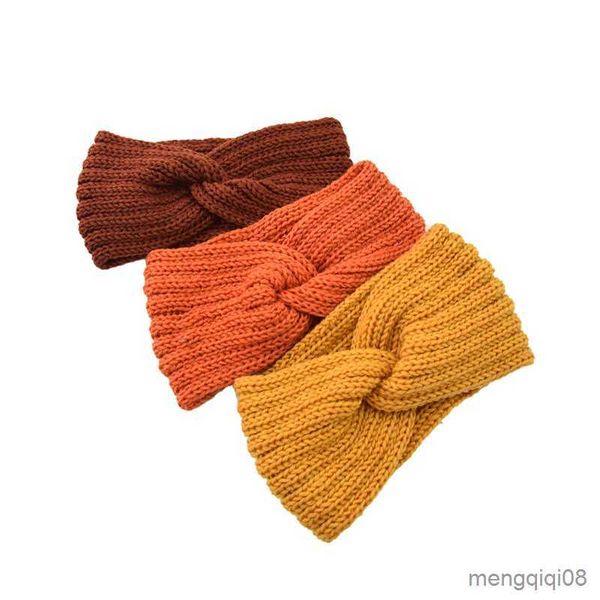 Altro Solid Crochet Knitting Woolen Headband Winter Women Bohemia Weaving Cross Fasce per capelli Fasce per capelli fatte a mano Headwrap Accessori per capelli R230608