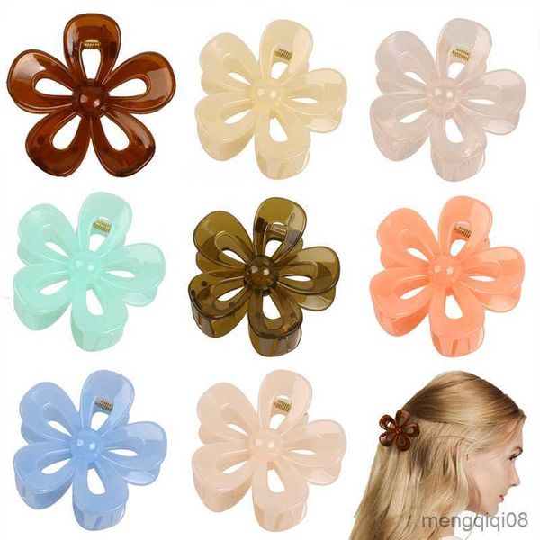 Altro Fermaglio per capelli a forma di fiore in gelatina trasparente per donna Ragazze Cl Chic Barrettes Granchio Forcine Styling Accessori Boemia R230608