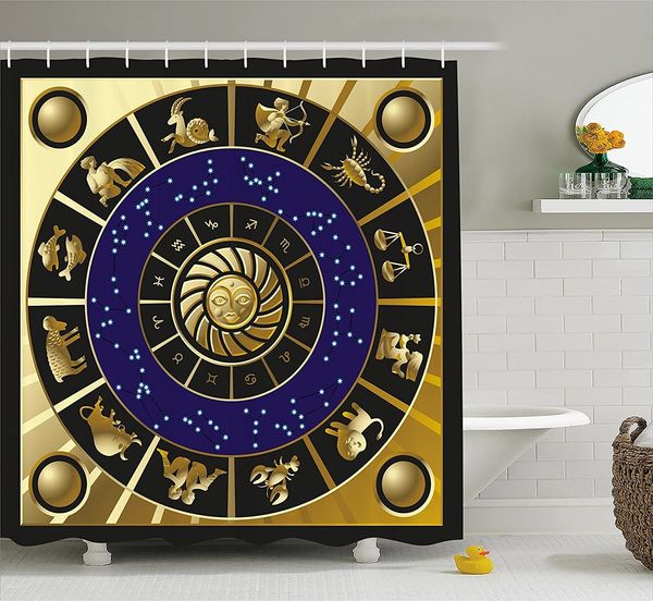 Tende da doccia Astrologia Tenda da doccia Forma quadrata con dettagli interni Zodiaco Oroscopo Simboli e costellazioni Tende da bagno d'arte 230607
