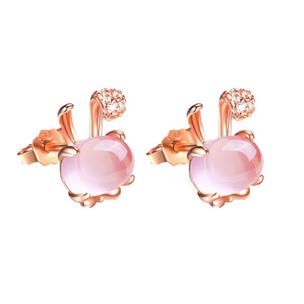 Stud Sier Earring Lovely Tiny Rabbit Ear Per le donne Girlsfashion Jewelry Gift Hibiscus Stone Crystals Orecchini Drop Delivery Dhrke