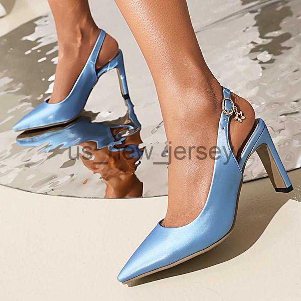 Сандалии неоново -желтый синий заостренные пальцы, сексуальные дамы сандалии летние толстые туфли на высоких каблуках для женщин плюс размер 44 45 Санди J230608