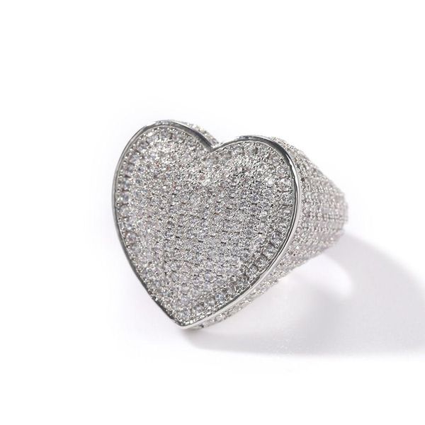 Com pedras laterais Hip Hop Sweet Casting Rings Lover Couple Heart Shape Men Women Finger Gift Jewelry Drop Delivery Ring Dhudm