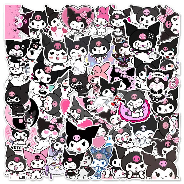 Adesivos de brinquedo infantil 50 lindos desenhos animados Kuromi Notebook Skate Mala Copo de água Doodle Adesivos decorativos Presentes de feriado para crianças 230608