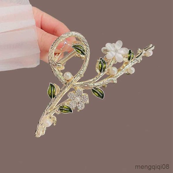 Andere Neue Koreanische Auge Stein Blume Griff Clip Große Exquisite Hinterkopf Hai Haar Zubehör Weibliche R230608