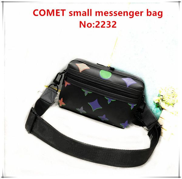 Moda erkekler çok renkli kuyruklu yıldız küçük haberci çanta tasarımcı omuz çantası m22495 canlı mor neon yeşil erkekler lüksompact crossbody yastık fermuarlı çanta