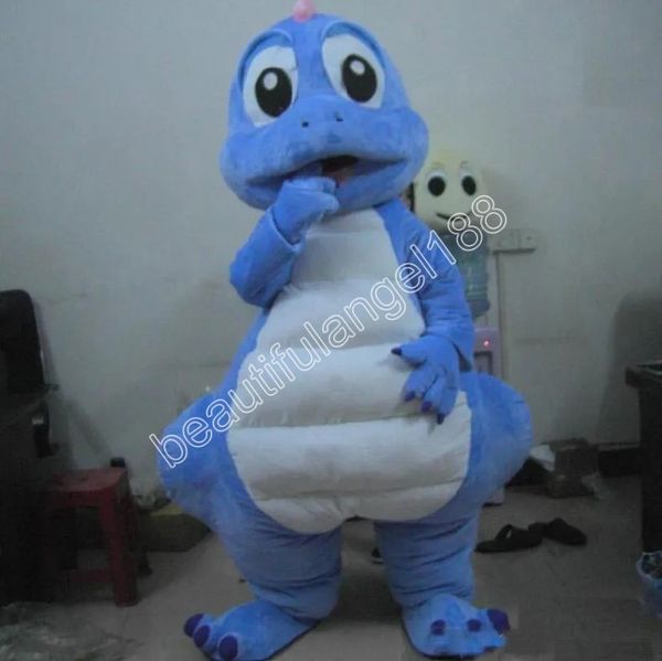 Lovly Blue Dragon Dinosaur Mascot Costume Personaggio dei cartoni animati Outfit Suit Halloween Party Outdoor Carnival Festival Fancy Dress for Men Women