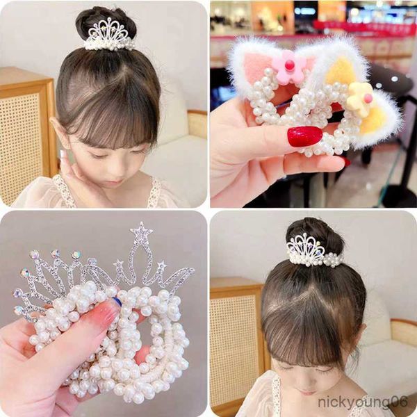 Acessórios de cabelo infantil Bola Laços Moda Coroa Princesa Bandas Elásticas de Borracha para Bebês Meninas R230608