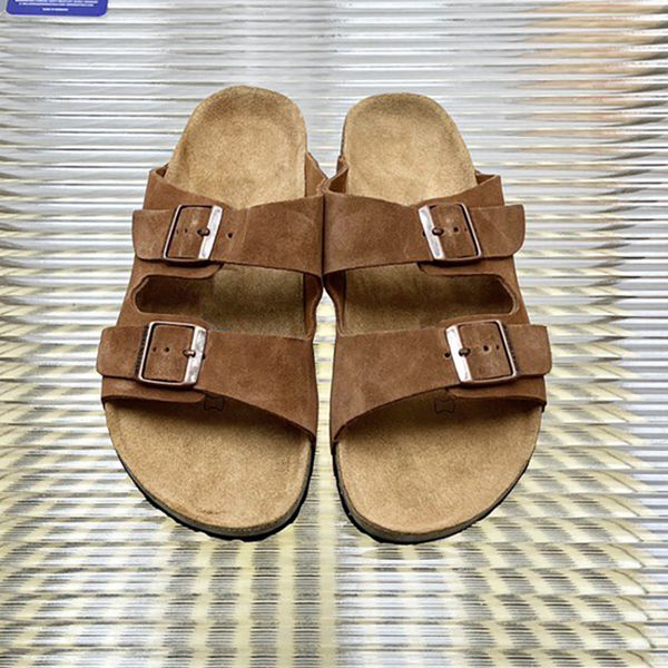 Yaz tembel insanlar nefes alabilen buzlu deri sandalet giyiyor Çift terlikler üzerinde bir ayağı bir ayağı plaj ayakkabıları sıradan erkek sandalet ve terlik boyutu 35-44 +kutu