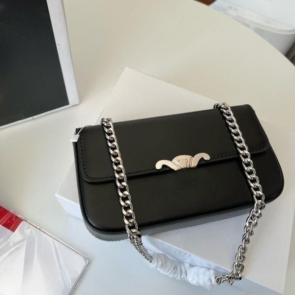 Borsa da donna borsa a tracolla di design borsa a catena di moda borsa a tracolla classica in pelle con chiusura in metallo casual permuta tinta unita borsa baguette piccola borsa quadrata