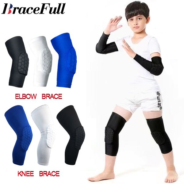 Protezioni da skate 1Pcs Ginocchiere e gomitiere per bambini Maniche a compressione a nido d'ape per bambini Guardie Sport Pallacanestro Calcio 230608