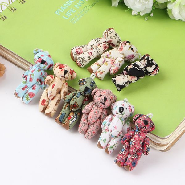 Plüschpuppen 50PCS 4cm Mini-Blumen-Stoff gefüllte gegliederte Teddybär-Puppe DIY kreative handgemachte Verzierung Zubehör Kinder Geschenk Spielzeug 230608