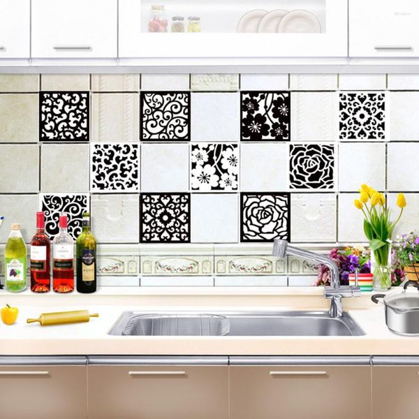 Adesivos de parede 10 peças vintage criativo autoadesivo azulejo adesivo removível banheiro cozinha móveis decoração de casa