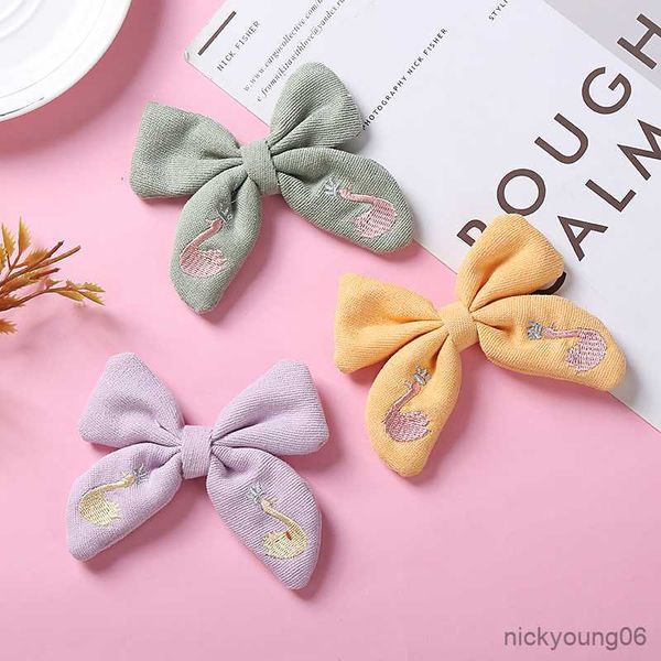 Haarschmuck Baby Clips Für Mädchen Bogen Haarnadeln Baumwolle Haarspange Kinder Schwan Clip Stickerei Pin Prinzessin Grips R230608