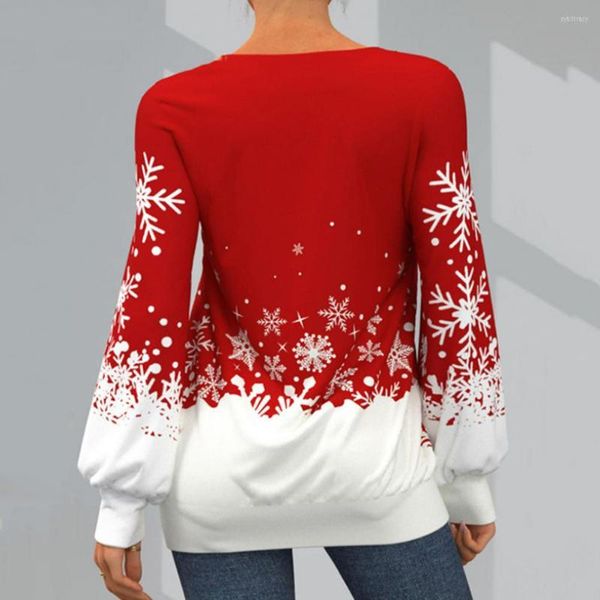 Blusas femininas femininas de natal blusa colorida estampa de floco de neve moletom de natal