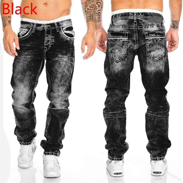 Jeans masculino moda calças compridas multibolso perna reta primavera e outono roupas esportivas casuais diárias rua 230607