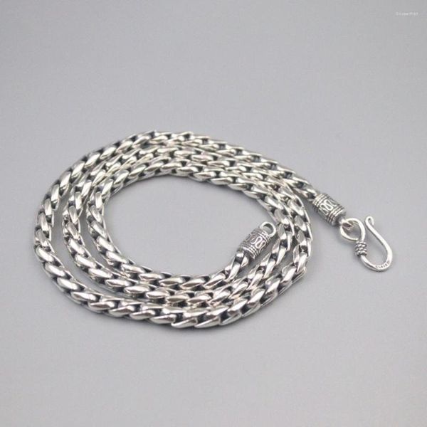 Ketten Reines 925er-Sterlingsilber, Kettenbreite: 5 mm, gedrehtes Seil, Scharnier-Gliederkette, 55 cm / 56–57 g, als Geschenk für Männer