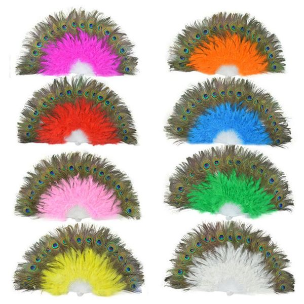 Abanico de mano de plumas Actuaciones en el escenario Abanicos artesanales Elegantes plumas plegables Abanico Suministros para fiestas 10 estilos