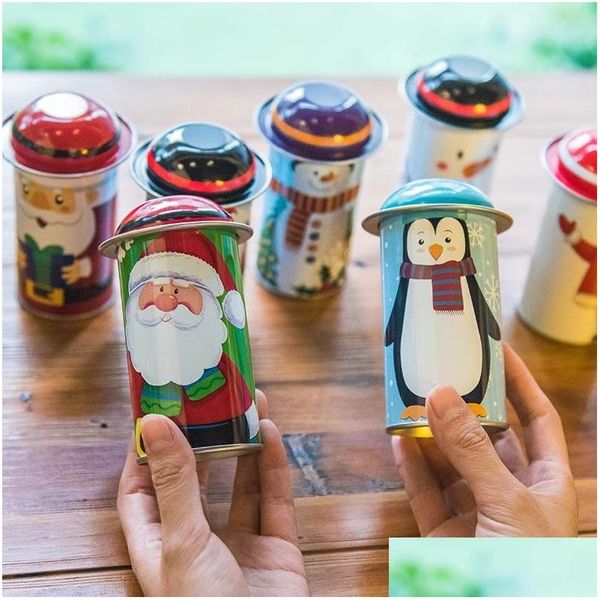 Partybevorzugung Weihnachten Süßigkeiten Blechdose Eisen Niedliches Glas Weihnachtsmann Schneemann Cartoon Geschenk Ornament DBC Drop Lieferung Hausgarten Festlich Su Dhisz