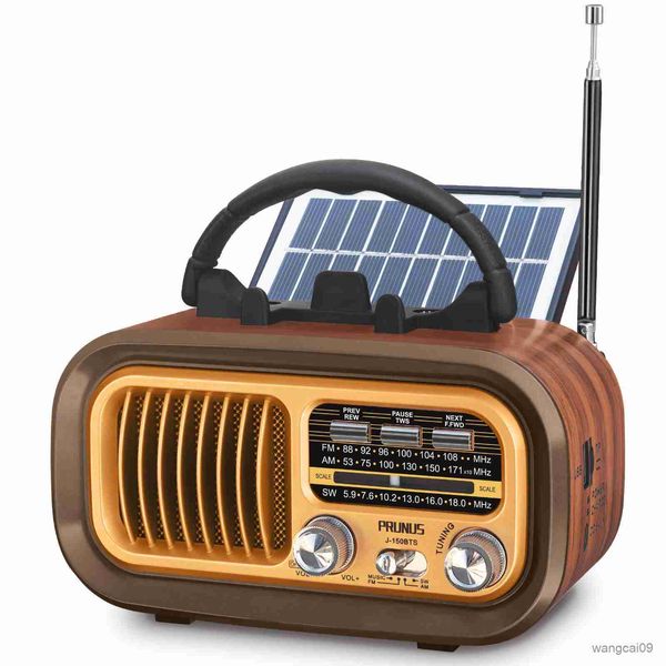 Tragbare Lautsprecher Multifunktions-Bluetooth-Lautsprecher Retro-Radio AM Tragbare Radios Sonnenkollektoren Wiederaufladbares Radio Subwoofer Audio R230608