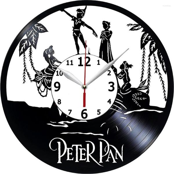 Relógios de parede Pan Clock é um presente para meninas ou meninos feitos de registro vintage maravilhoso feito à mão - sala de estar