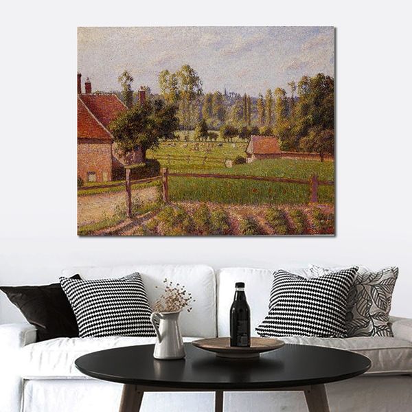 Arte su tela impressionista Un prato in Eragny Camille Pissarro Dipinto ad olio Paesaggio fatto a mano Arredamento moderno della camera da letto