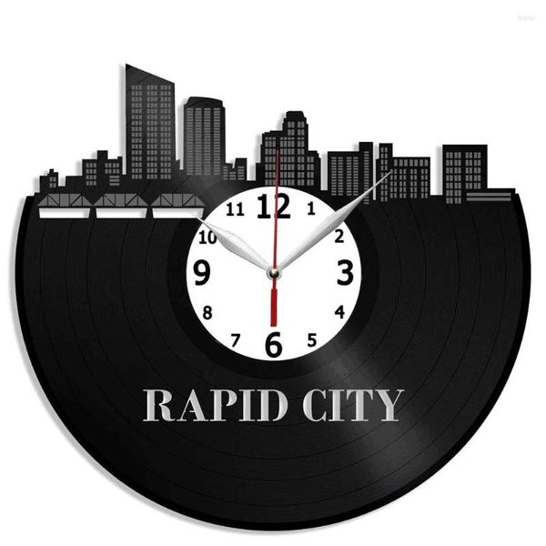 Orologi da parete Rapid City Skyline Art Record Orologio Decorazione domestica 12 pollici Compleanno