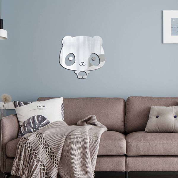 1 pçs dos desenhos animados panda acrílico parede diy quarto das crianças sala de estar quarto decoração autoadesiva espelho adesivos de parede decoração do quarto