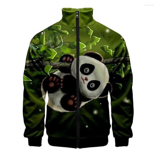 Мужские куртки китайская животная панда милая 3D стенда толстовка воротничко
