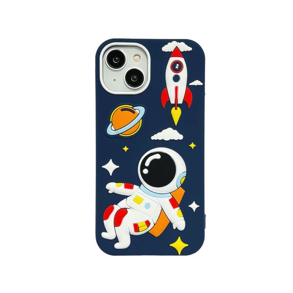 DHL grátis por atacado 3D Cartoon Astronaut Phone Case Para iphone 14 13 12 11 Pro XS Max XR X SE 6 7 8 Plus 6S Soft silicone Kids Protection Back Cover