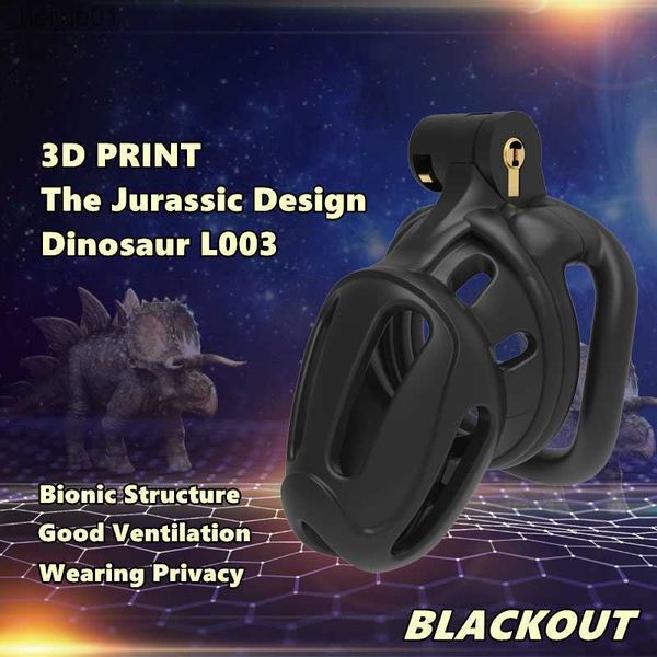 2023 NOVA Impressão 3D Jurassic Design Gaiola Respirável 2 Tipos de Anéis Penis Dispositivo de Castidade Masculino Produtos para Adultos Brinquedos Sexuais L003