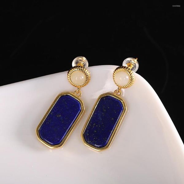 Ohrhänger MIQIAO Naturstein Lapislazuli S925 Silberschmuck Damenmode Luxus Fein 925 Rein zertifiziert