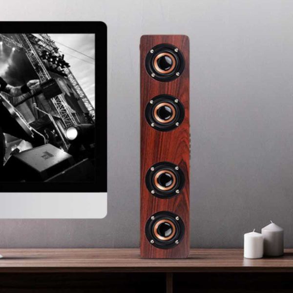 Alto -falantes portáteis de madeira Bluetooth Speito Música Sistema Acústico Música Estéreo Subsper