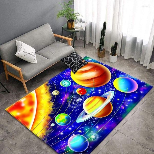 Tapetes 3D Planet Tapete de entrada para cozinha Área grande Quarto infantil Tapete Decoração de sala de estar Presente