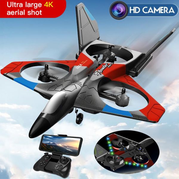 Inteligente Uav V27 RC Plane Avião de controle remoto 2.4G Fighter Hobby Glider Helicóptero EPP Foam Toys drone Kids Gift 230607