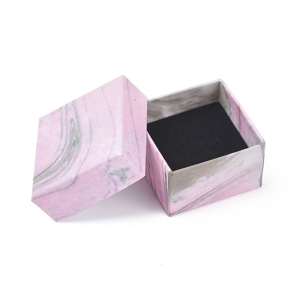 Caixas de joias Pandahall 18 a 24 unidades Lote rosa retangular de papelão quadrado Conjunto de caixas de joias com esponja preta Anel Caixas para embalagem de joias 230607