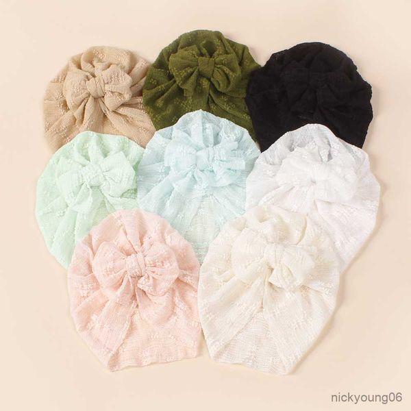 Acessórios para o cabelo bebê bordado laço babes gorros chapéu menina turbante amarrado cabeça envoltórios para crianças bandana R230608